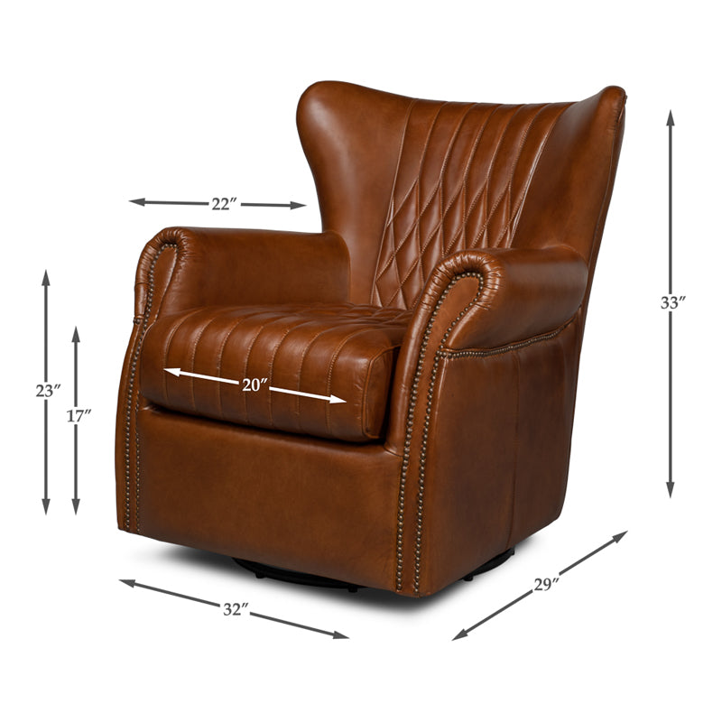 Bugatti Leather Swivel Chair