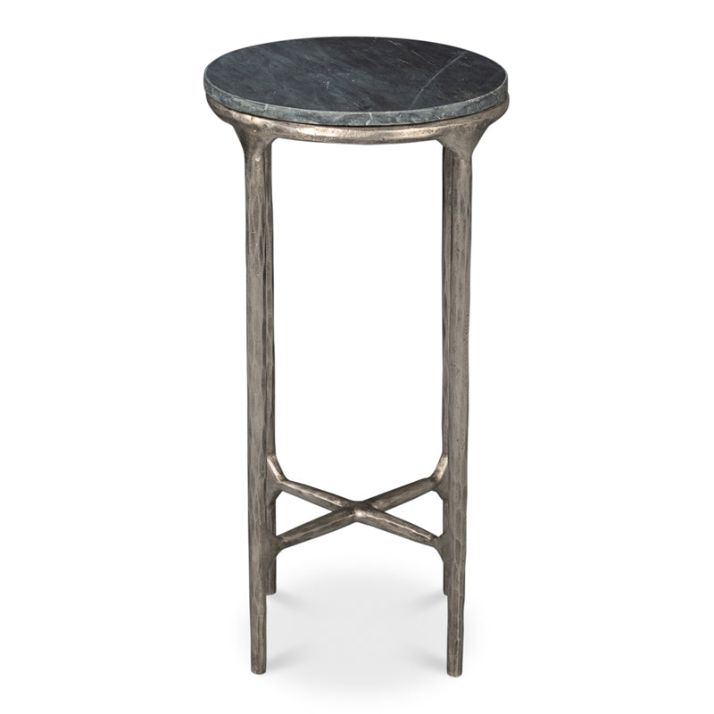 Derrick Iron End Table With Marble Top