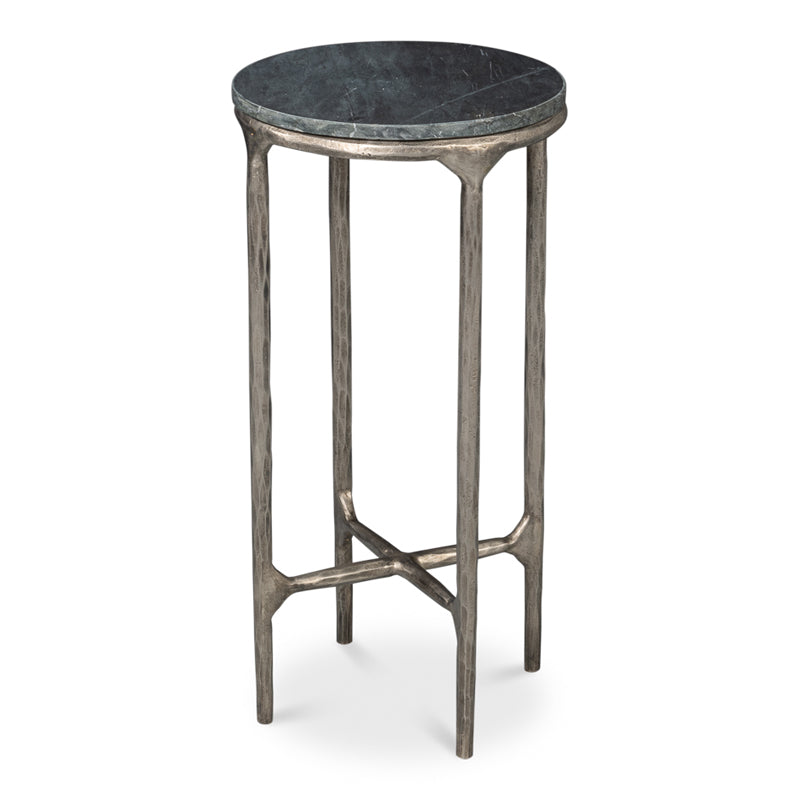 Derrick Iron End Table With Marble Top