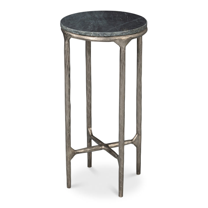 Derrick Iron End Table With Marble Top
