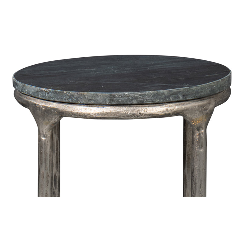 Derrick Iron End Table With Marble Top