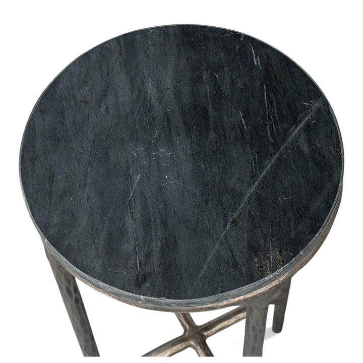 Derrick Iron End Table With Marble Top