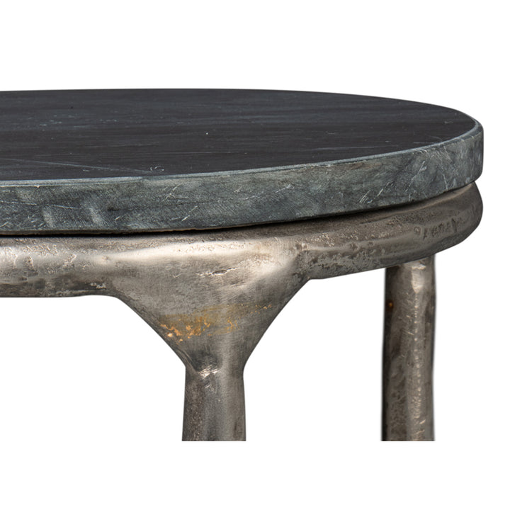Derrick Iron End Table With Marble Top