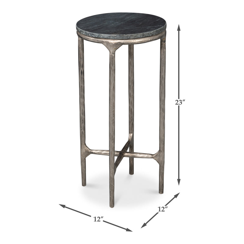 Derrick Iron End Table With Marble Top