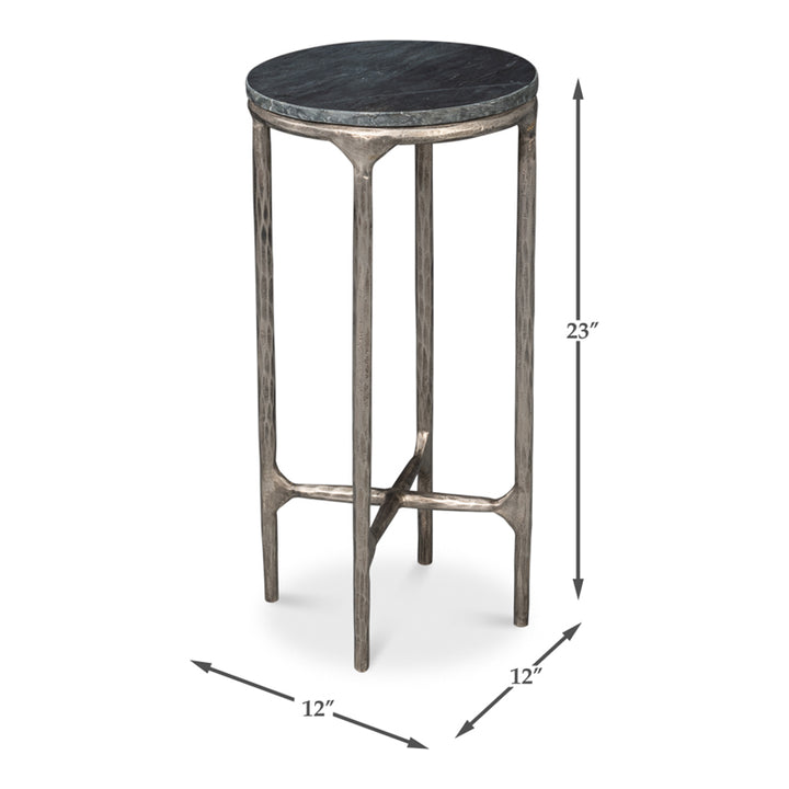 Derrick Iron End Table With Marble Top