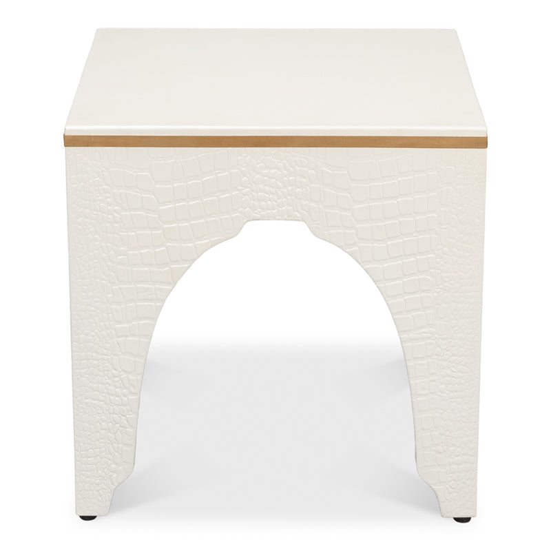 Croco Embossed Leather Stool