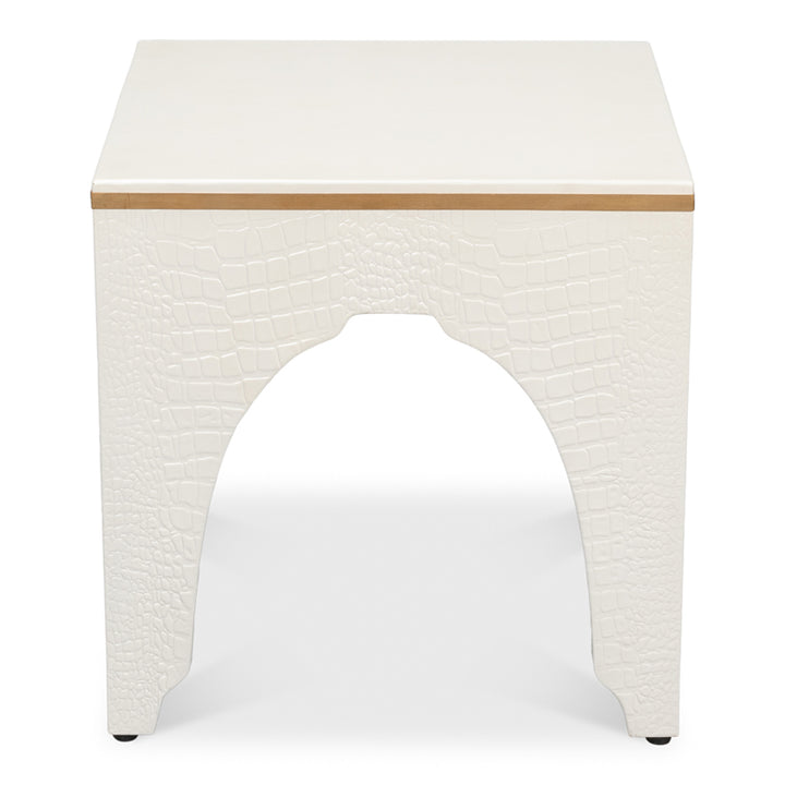 Croco Embossed Leather Stool