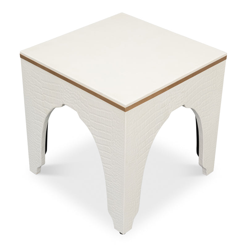 Croco Embossed Leather Stool