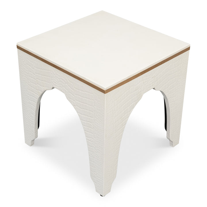 Croco Embossed Leather Stool