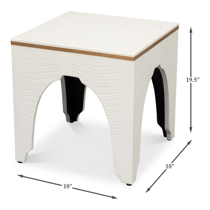 Croco Embossed Leather Stool