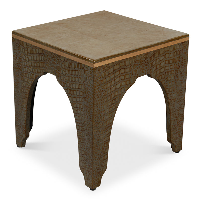 Croco Embossed Leather Stool
