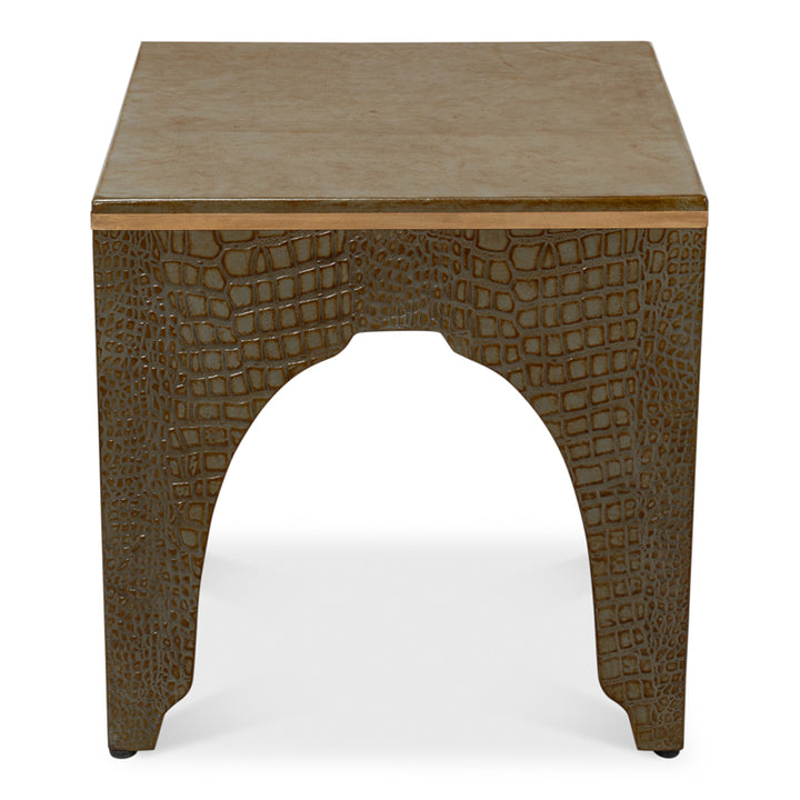 Croco Embossed Leather Stool