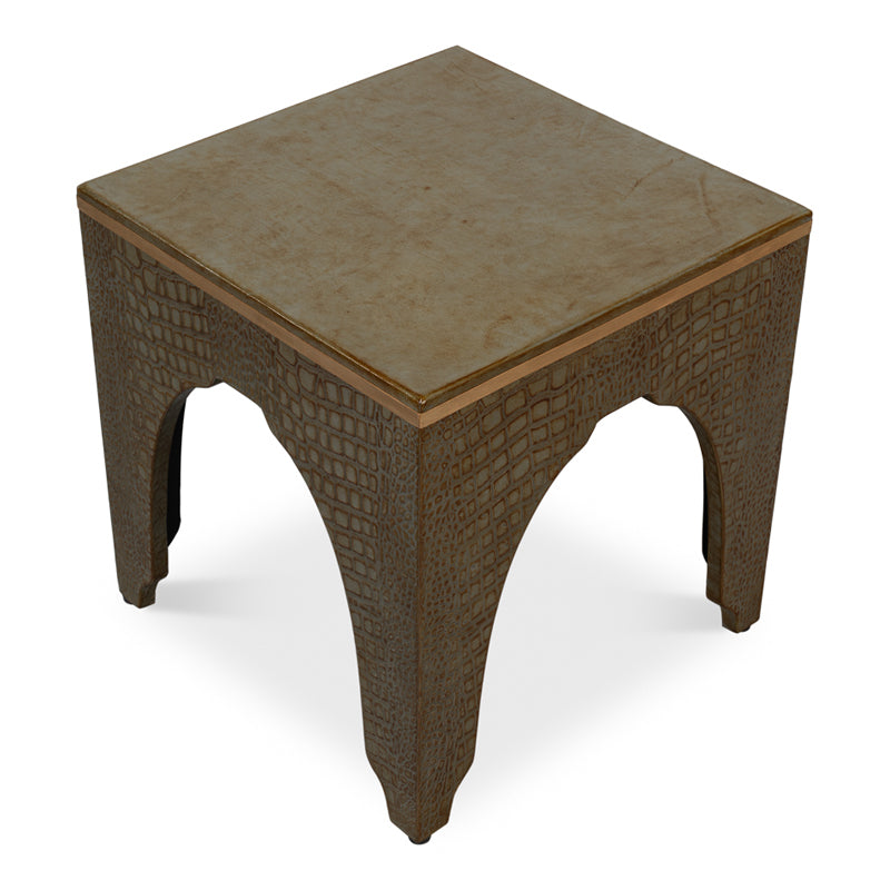 Croco Embossed Leather Stool