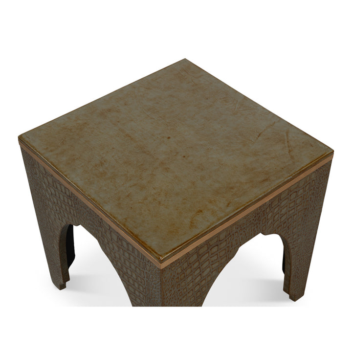 Croco Embossed Leather Stool