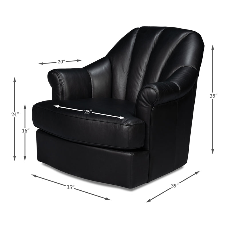 Scoth Swivel Chair In Distilled Leather