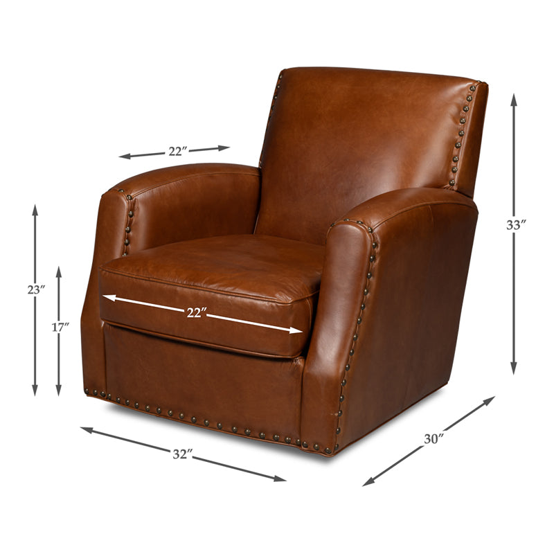 Taft Leather Swivel Chair