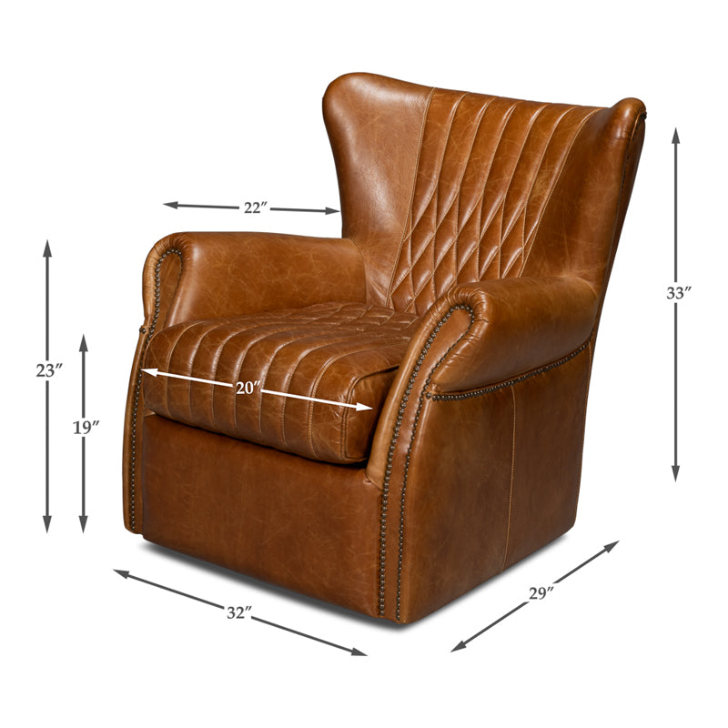 Bugatti Leather Swivel Chair