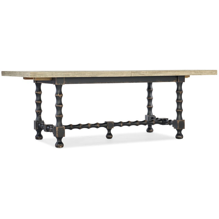 Ciao Bella - 84" Trestle Table With 2-18" Leaves - White / Black