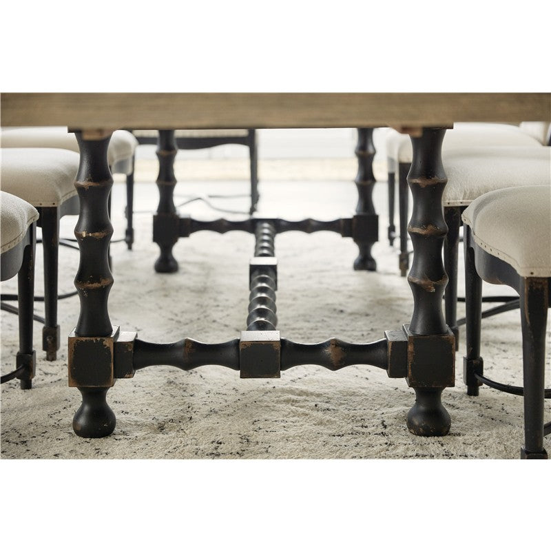 Ciao Bella - 84" Trestle Table With 2-18" Leaves - White / Black