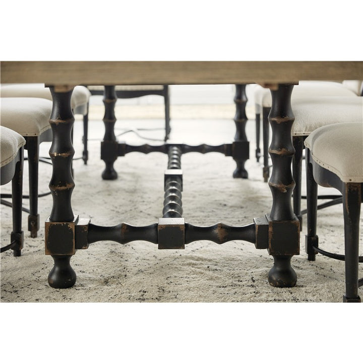 Ciao Bella - 84" Trestle Table With 2-18" Leaves - White / Black
