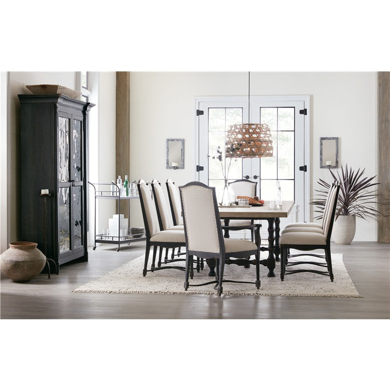 Ciao Bella - 84" Trestle Table With 2-18" Leaves - White / Black