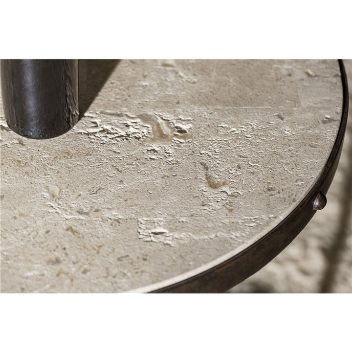 Hill Country - Luckenbach Metal And Stone End Table