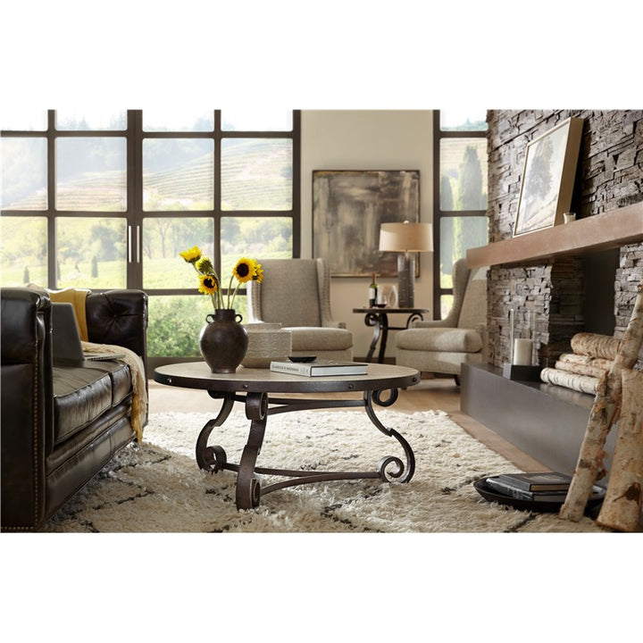 Hill Country - Luckenbach Metal And Stone End Table