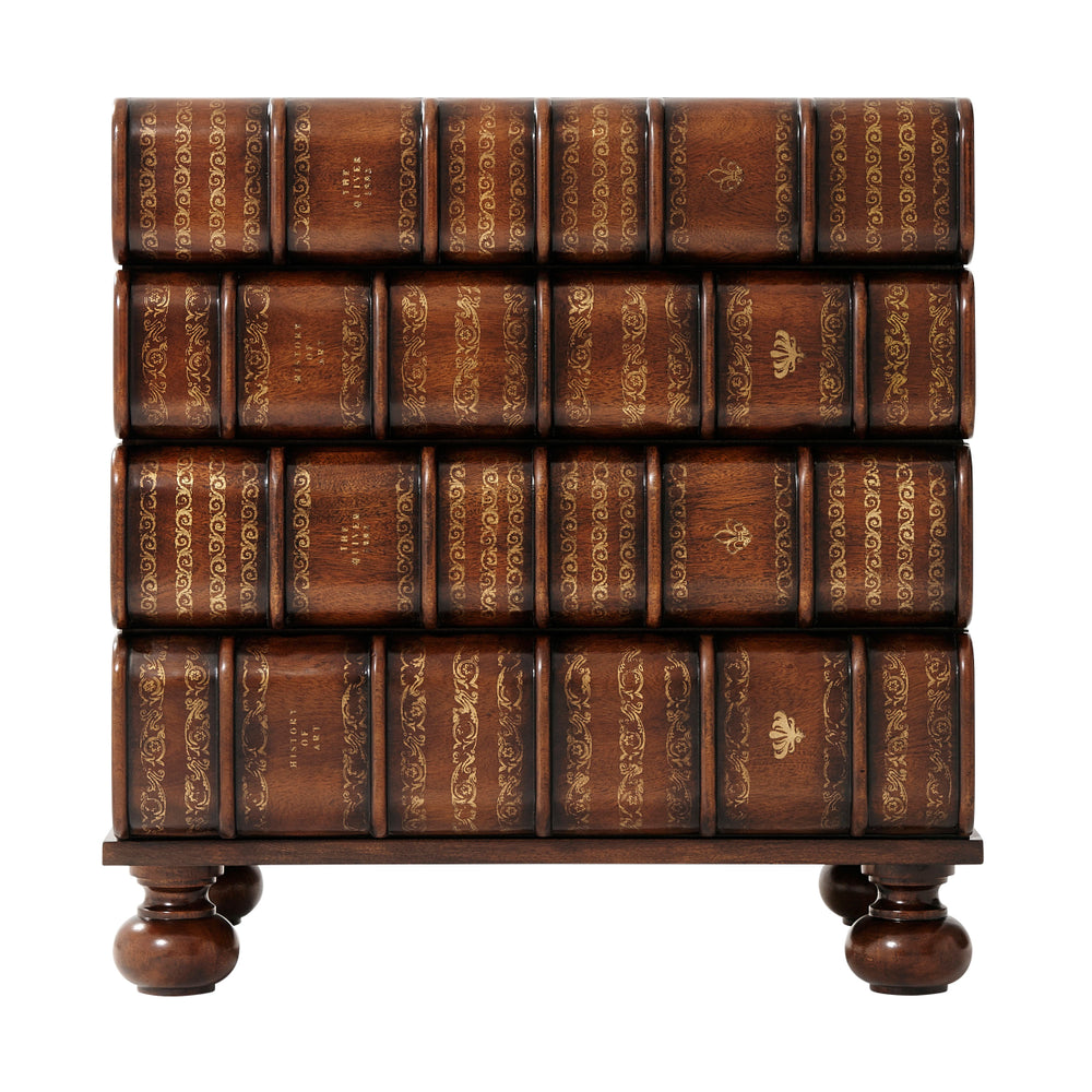 Hand Carved and Gilt Faux Book Nightstand