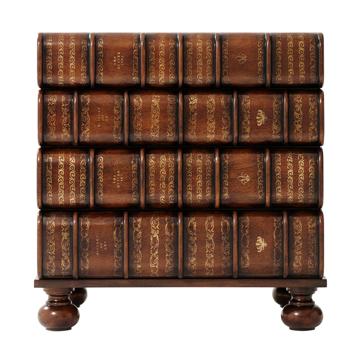 Hand Carved and Gilt Faux Book Nightstand