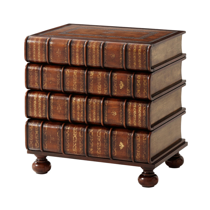 Hand Carved and Gilt Faux Book Nightstand