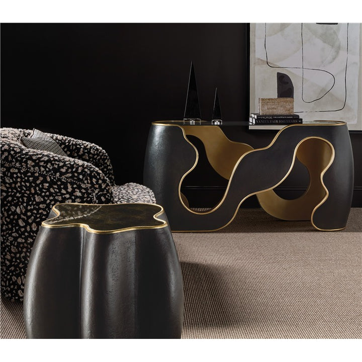 Melange - Even And Flow Round End Table - Black