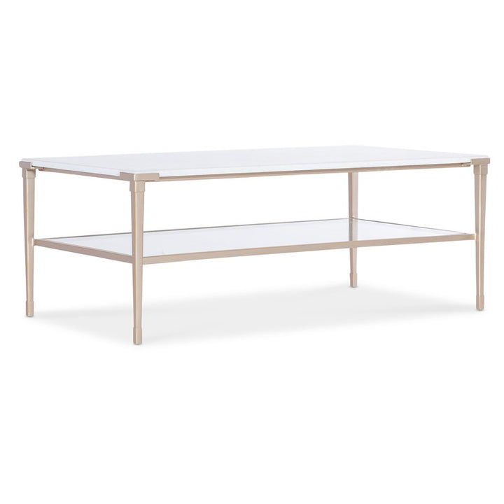 Melange - Jen Cocktail Table - White / Gold