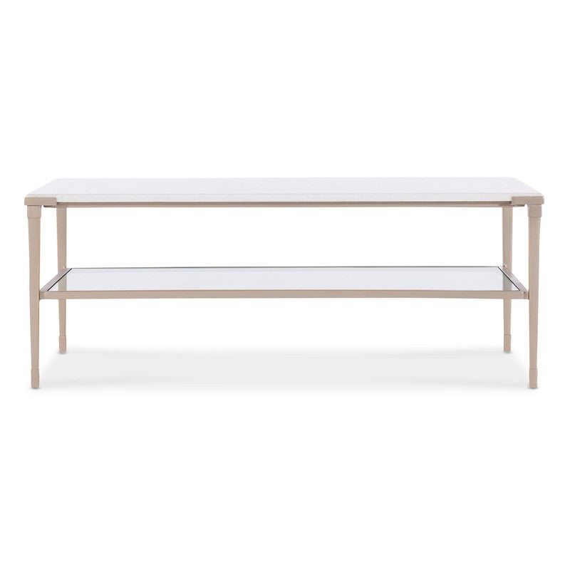 Melange - Jen Cocktail Table - White / Gold