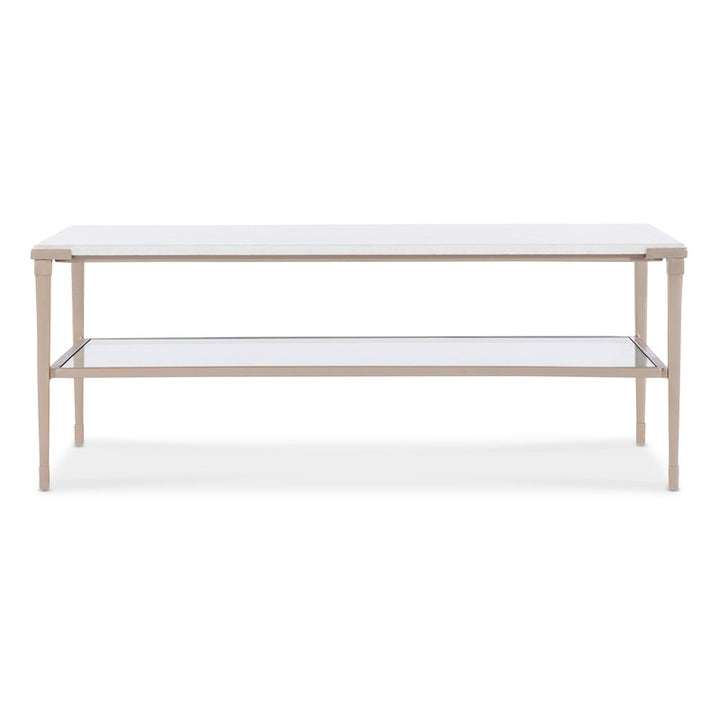 Melange - Jen Cocktail Table - White / Gold