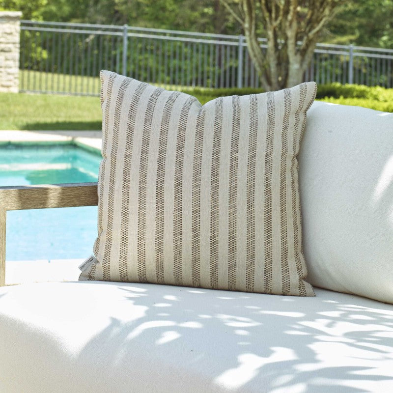 Basket Stripe - Rattan Outdoor Pillow - Brown