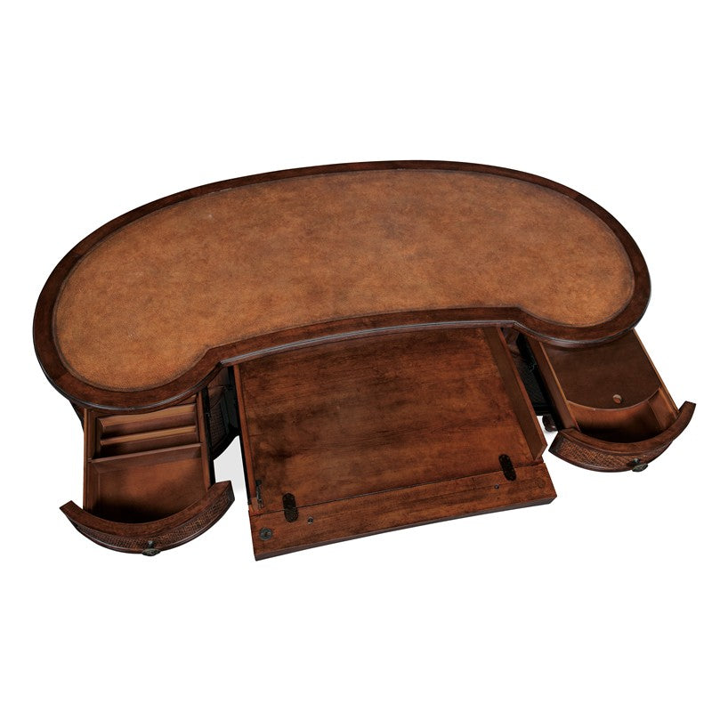 Charleston - Kidney Writing Desk - Dark Brown