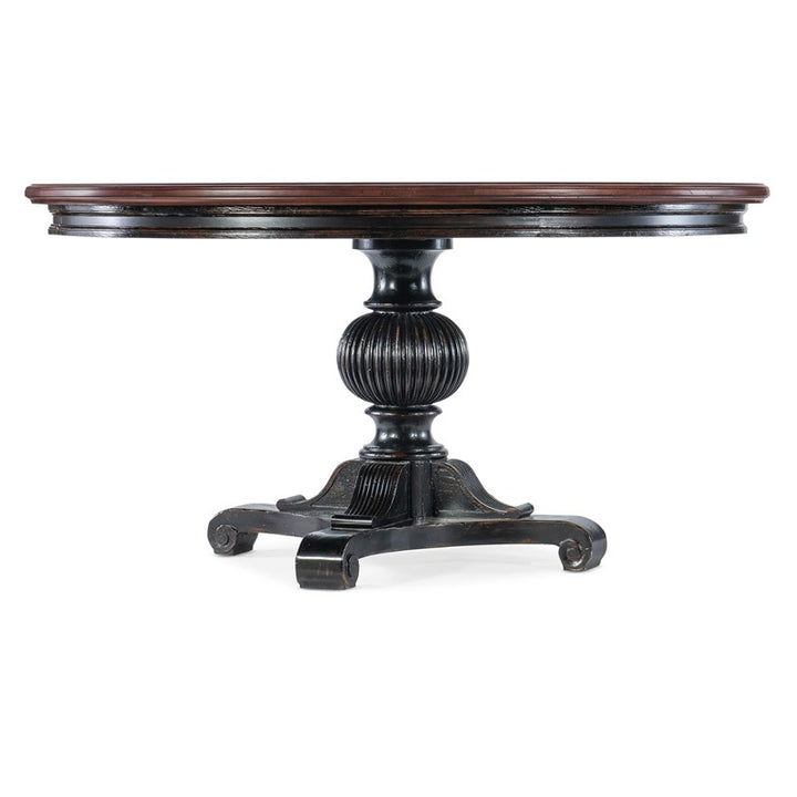 Charleston - Round Pedestal Dining Table With 1-20" leaf - Dark Brown