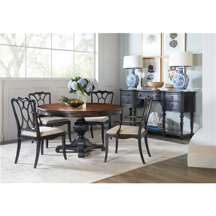 Charleston - Round Pedestal Dining Table With 1-20" leaf - Dark Brown