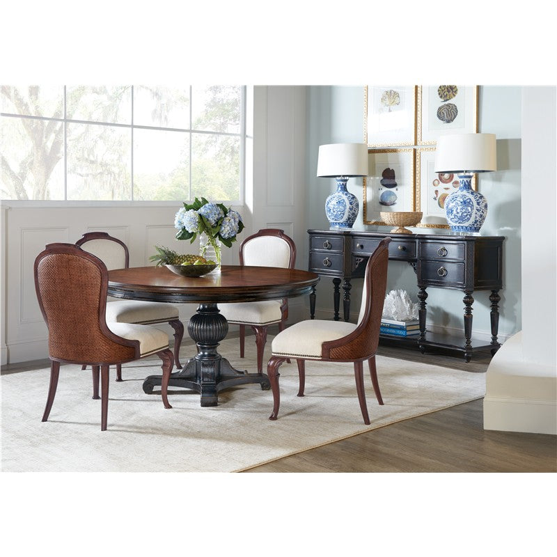 Charleston - Round Pedestal Dining Table With 1-20" leaf - Dark Brown