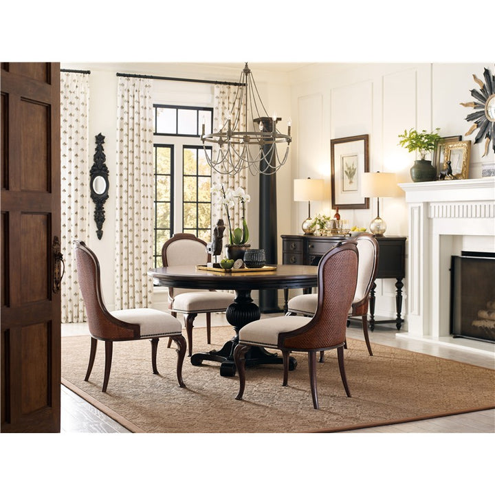 Charleston - Round Pedestal Dining Table With 1-20" leaf - Dark Brown