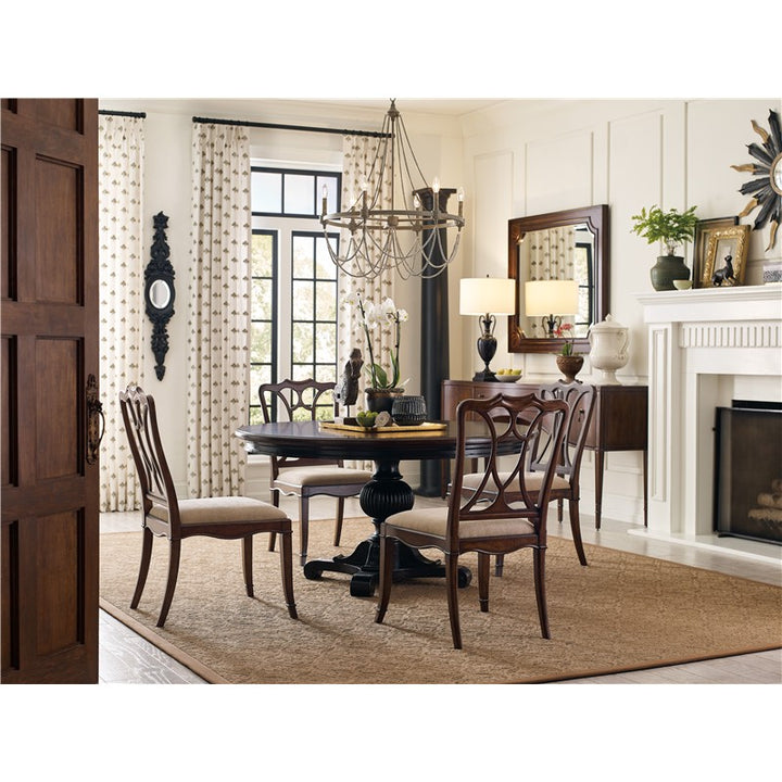 Charleston - Round Pedestal Dining Table With 1-20" leaf - Dark Brown