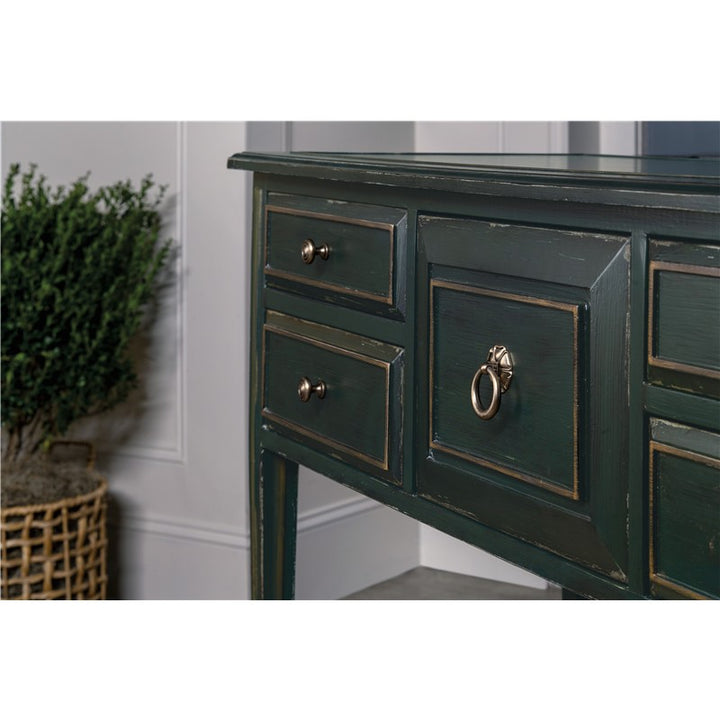 Charleston - Five-Drawer Console Table - Dark Green