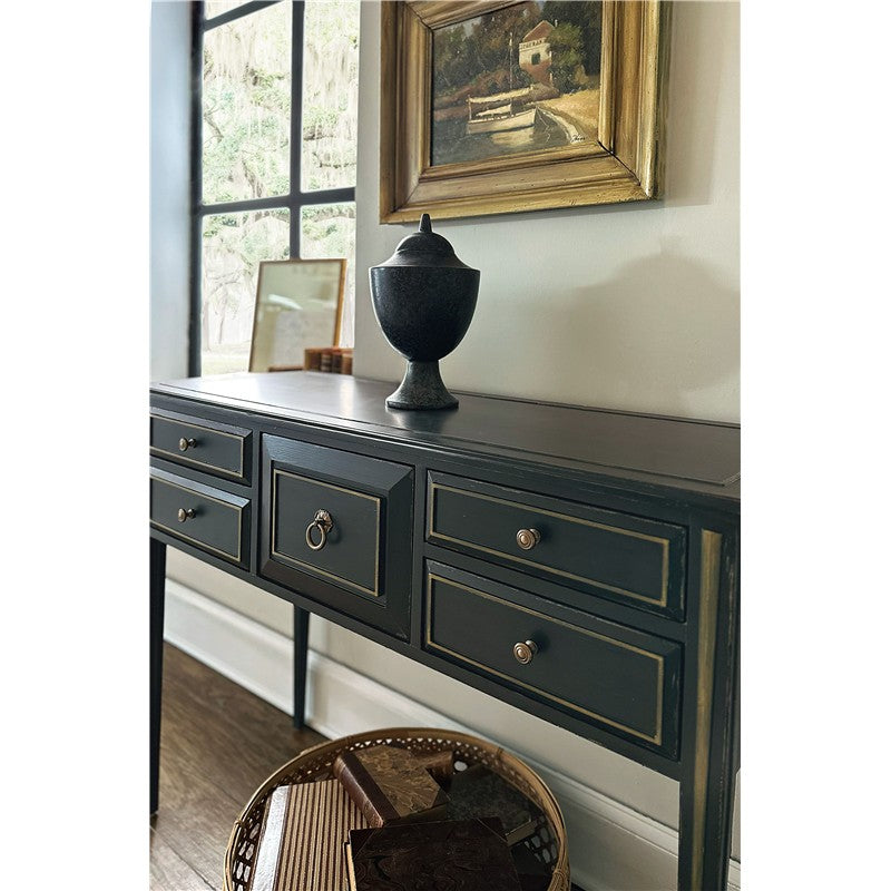 Charleston - Five-Drawer Console Table - Dark Green