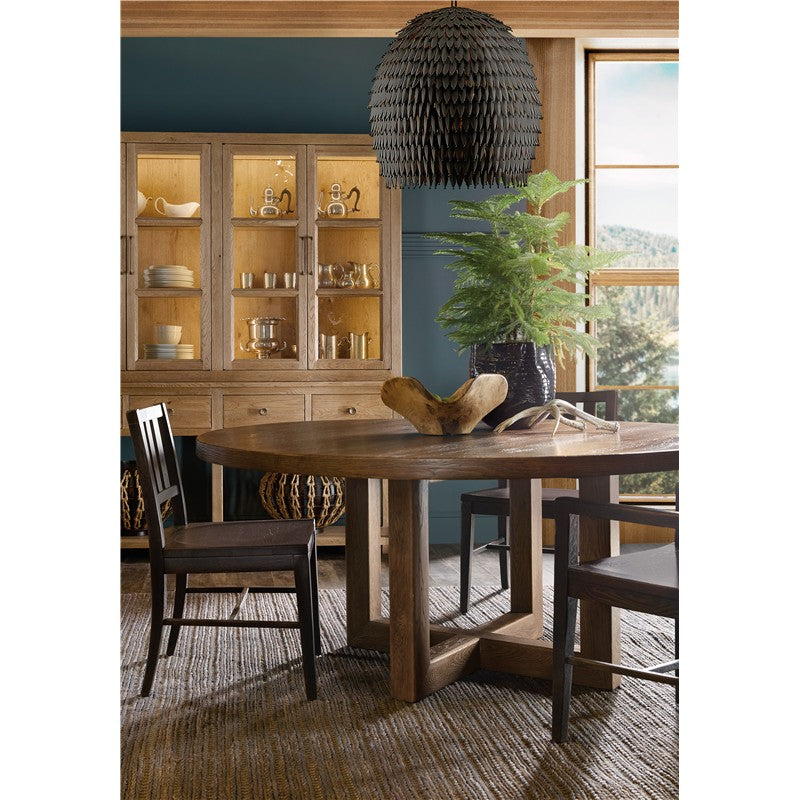 Driftwood - 72" Round Dining Table - Worn Saddle