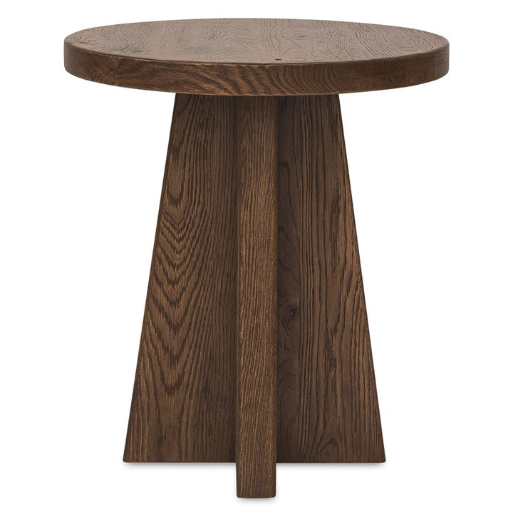 Driftwood - Round End Table - Worn Saddle