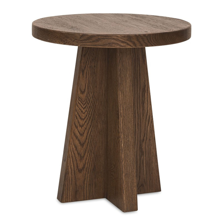 Driftwood - Round End Table - Worn Saddle