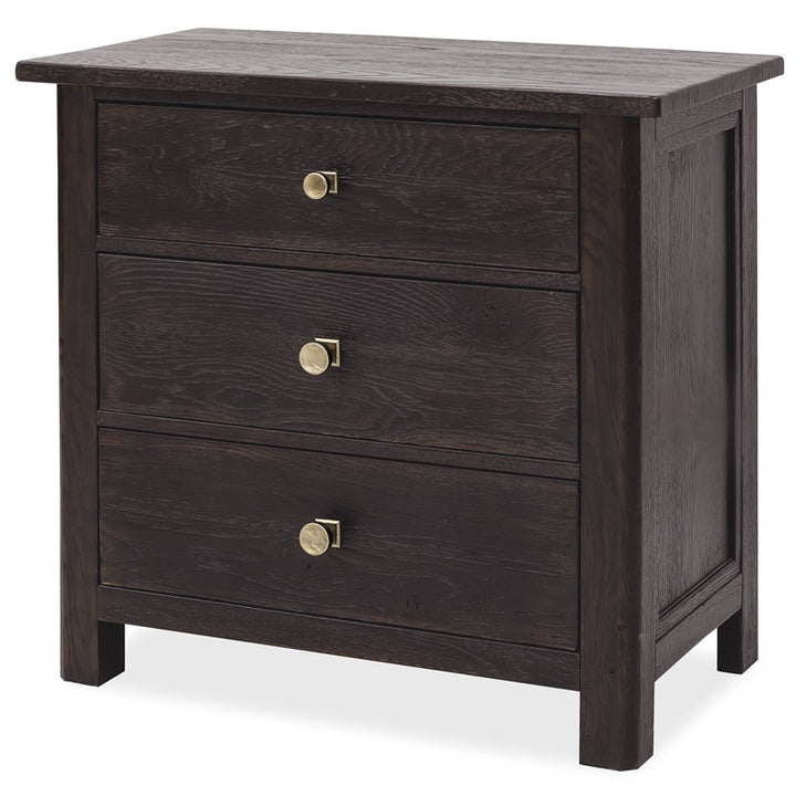 Driftwood - Three-Drawer Nightstand - Burnt Timber