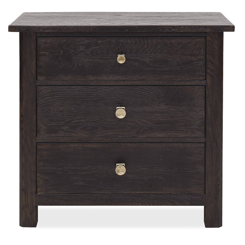 Driftwood - Three-Drawer Nightstand - Burnt Timber