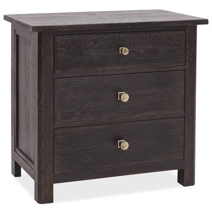 Driftwood - Three-Drawer Nightstand - Burnt Timber