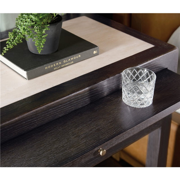 Driftwood - One-Drawer Nightstand With Stone - Burnt Timber